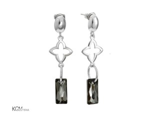 Wiszące kolczyki prostokąty i gwiazda, srebro 925, kryształy Swarovski®