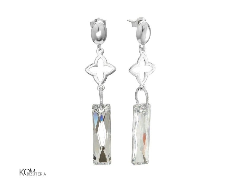 URBAN - srebrne kolczyki sztyfty z białymi kryształami Swarovski®