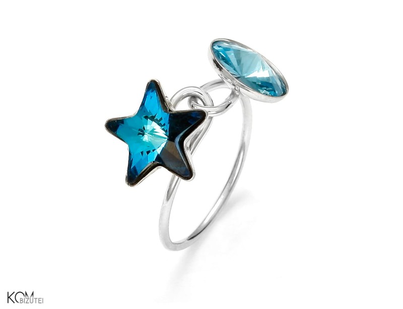 Srebrny pierścionek z błękitnymi kryształami Swarovski®.jpg