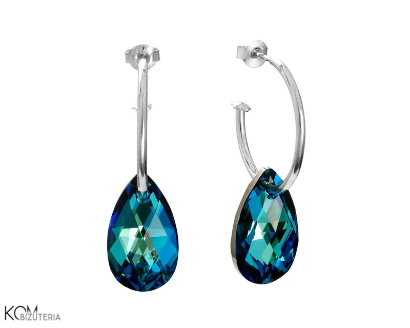 KOLCZYKI KOŁA - błękit oceanu - srebrne kolczyki sztyfty 925 z kryształami Swarovski®.jpg