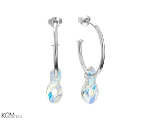 Opalizujące kolczyki koła, kryształ Swarovski® nieskończoność, srebro 925
