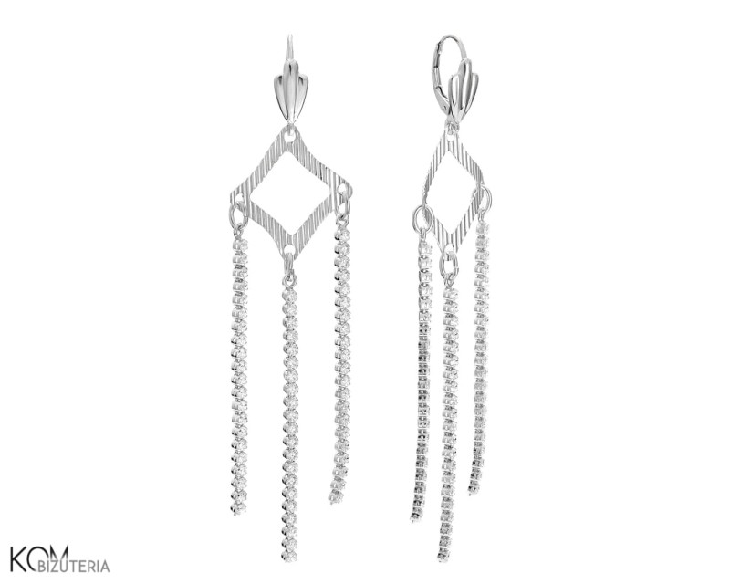 Kolczyki srebrne z cyrkoniami i zawieszką kwadrat.jpg