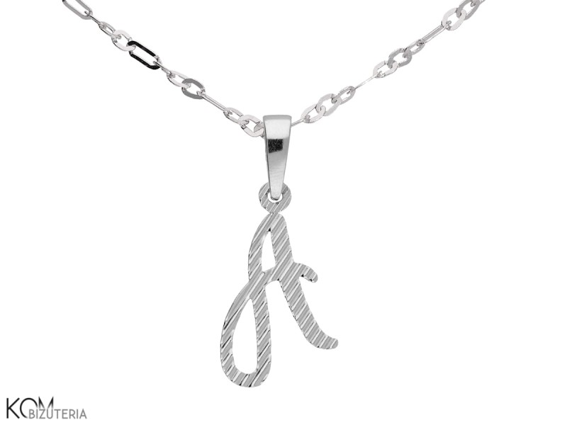 srebrna zawieszka charm charms alfabet litera A naszyjnik srebro.jpg