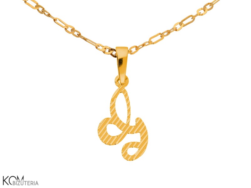 srebrna zawieszka charm charms alfabet litera G naszyjnik kolor zloto pozlacany.jpg