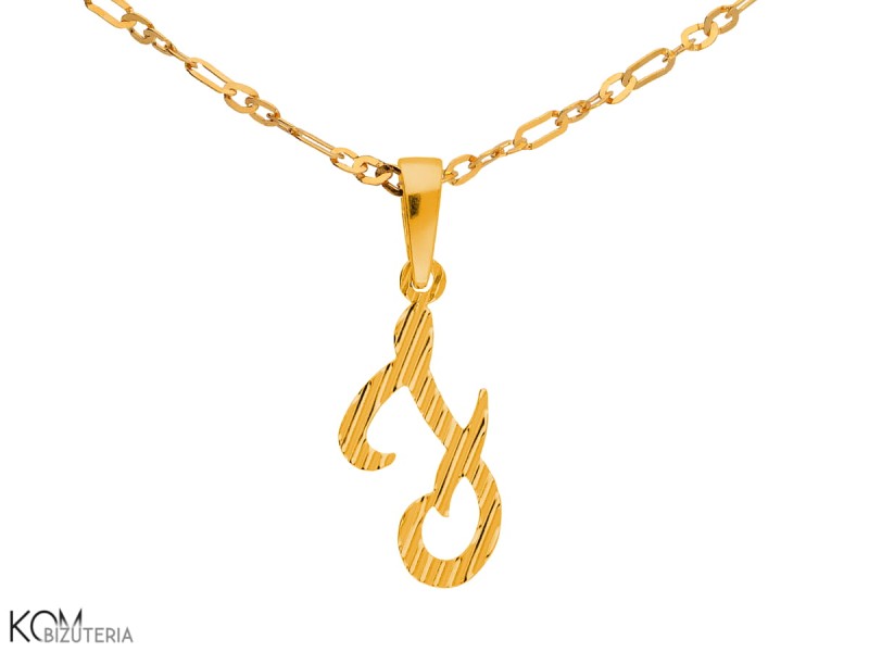 srebrna zawieszka charm charms alfabet litera F naszyjnik kolor zloto pozlacany.jpg
