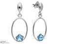 srebrne kolczyki owale z niebieskim kwiatkiem kwiat swarovski aquamarine flower earrings