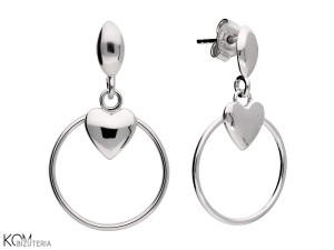 Kolczyki kółka serduszka, srebro 925