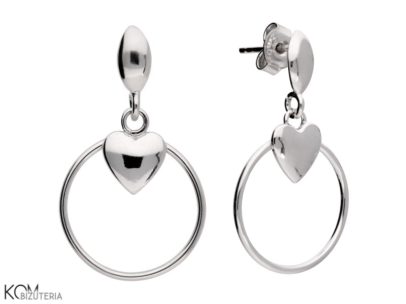 srebrne kolczyki koła serce silver heart earrings