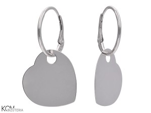 Kolczyki blaszki w kształcie serca, srebro 925, blaszka serce 2,3 cm
