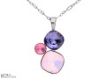 srebrny naszyjnik wisior z kwadratowymi i okraglymi różowymi krysztalami swarovski pink necklace