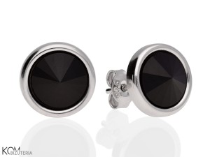 Silver earrings with black rivoli Swarovski® crystals