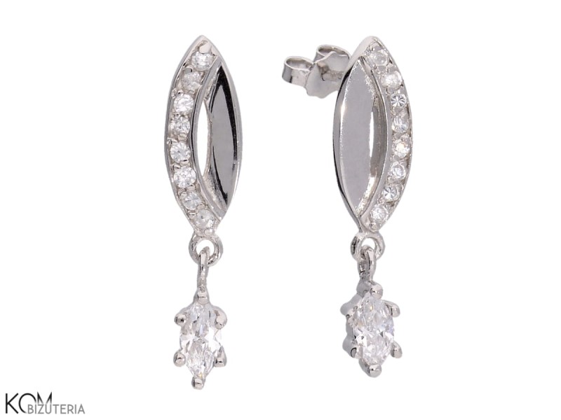 srebrne kolczyki migdalki z cyrkoniami