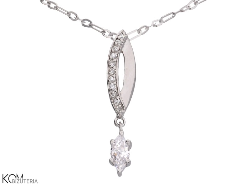 wisiorek migdał z cyrkoniami i łańcuszkiem