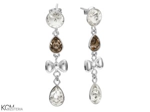 Kryształowe wiszące kolczyki z brązową kroplą, kryształ Swarovski® kropla, srebro 925