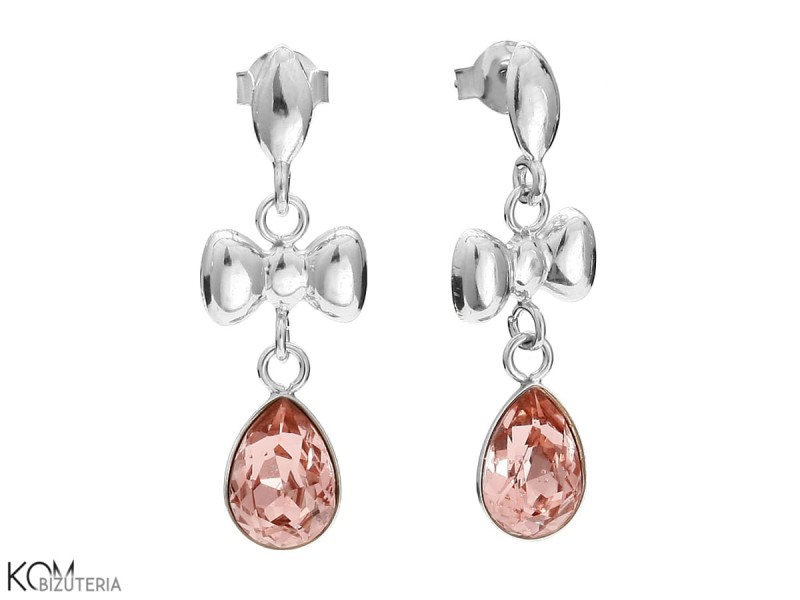 kolczyki krysztal lezka rozowy kokardka swarovski