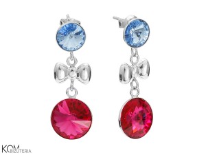 Wiszące kolczyki oczka z kokardką, kryształy Swarovski®, srebro 925