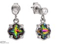 kolczyki krzyze zielone niebieskie swarovski cyrkonie vitrail medium green blue cross earrings