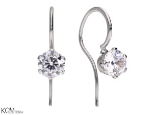 Kolczyki haczyki duże cyrkonie, srebro 925
