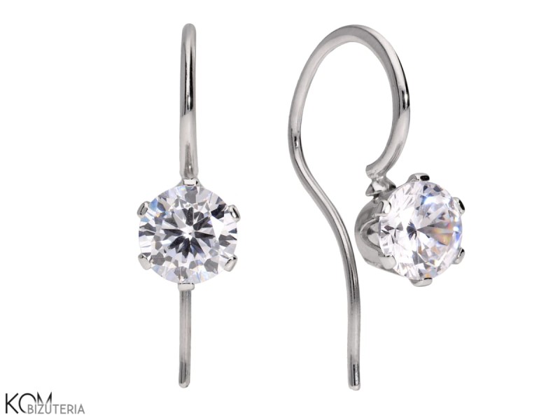 srebrne kolczyki otwarte z białymi cyrkoniami duże