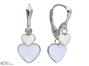 Earrings with hanging pastel blue and green heart Swarovski® crystals