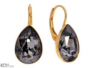 Kolczyki angielskie krople, kryształ Swarovski® kropla, pozłacane srebro 925