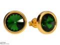 pozlacane srebrne kolczyki ciemnozielone swarovski rivoli dark moss green earrings