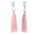 kolczyki z różowymi frędzlami - chwostkami i srebrnymi kropelkami.jpg