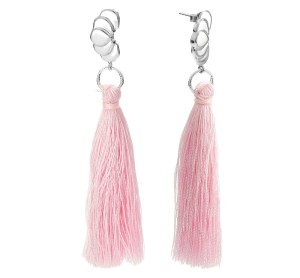 Kolczyki chwostki, długie frędzle, srebro 925