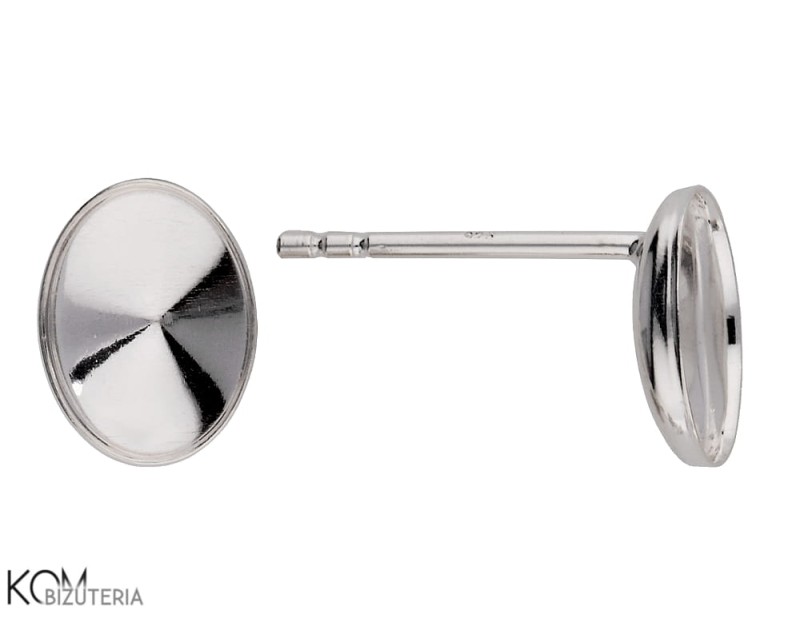 kh50 sztyfty srebrne z miseczkami do krysztaly swarovski 4122 rivoli oval 8 mm