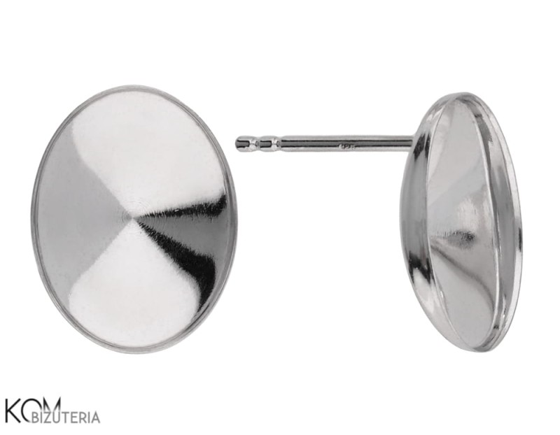 kh50 sztyfty srebrne z miseczkami do krysztaly swarovski 4122 rivoli oval 14 mm