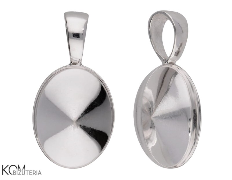 w181 zawieszki srebrne z miseczkami do krysztaly swarovski 4122 rivoli oval 14 mm