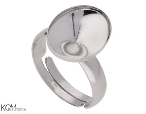 Srebrna baza pod pierścionek, regulowana, z wklęsłą miseczką do kryształów owal 4122 14mm P20