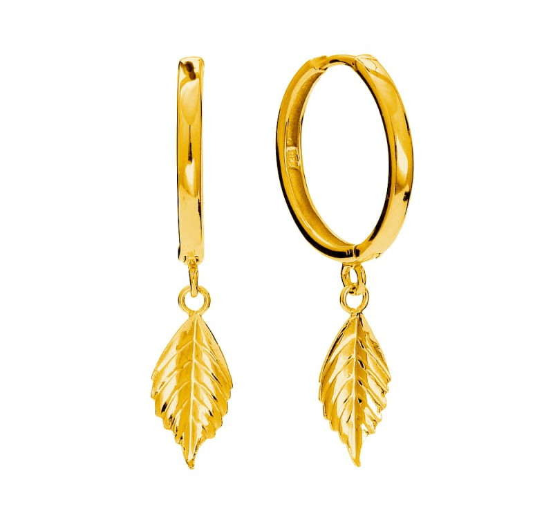 pozlacane srebrne kolczyki koła z listkami.jpg