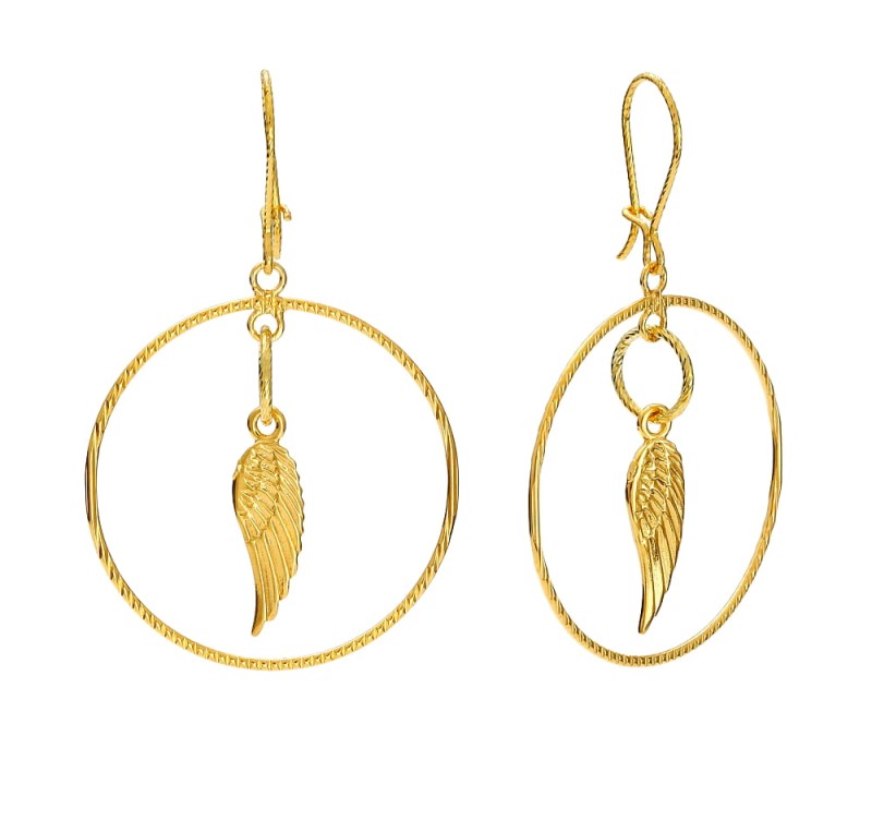 pozłacane srebrne kolczyki koła skrzydła.jpg