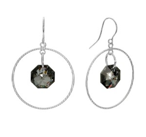 Kolczyki koła, czarne kryształy, srebro 925, kryształy Swarovski®