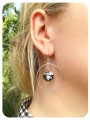 kolczyki koła z czarnym oktagonem swarovski