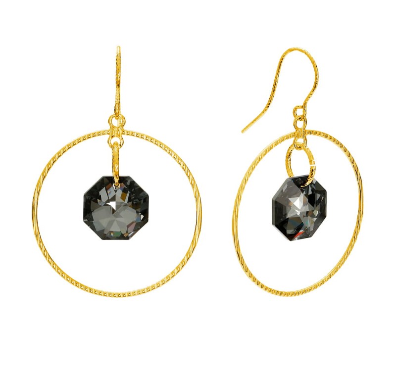 pozlacane srebrne kolczyki koła z czarnymi krysztalami swarovski.jpg