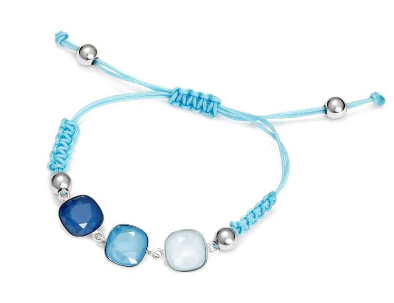 niebieska bransoletka sznurkowa z trzema niebieskimi krysztalami swarovski .jpg