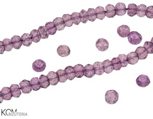 Quartz crystal - rondelle, violet, 4.5 mm x 3 mm