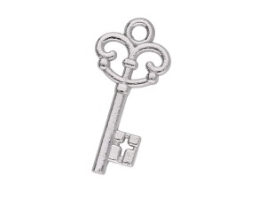 Srebrna zawieszka ozdobna charm klucz, kluczyk 22x10mm W177