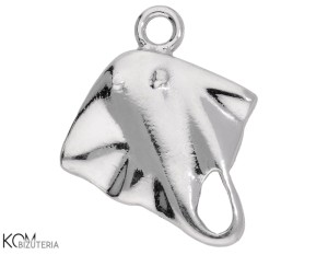 Srebrna zawieszka ozdobna charm płaszczka, manta 17x14 mm W190