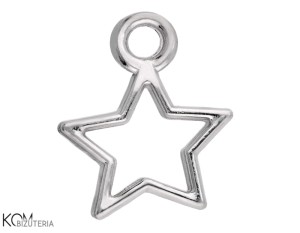 Rodowana, srebrna zawieszka charm gwiazda, gwiazdka 12x10mm W184