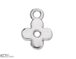 Rodowana, srebrna ozdobna zawieszka charm koniczyna, koniczynka 12x8 mm W194