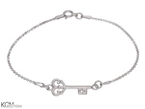 Bransoletka łańcuszek z kluczem, klucz, srebro 925