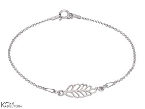 Bransoletka łańcuszek liść, gałązka, srebro 925