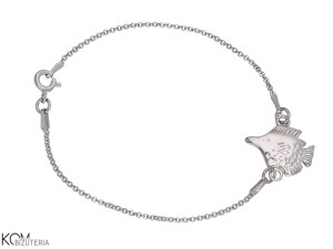 Bransoletka łańcuszek z rybą, ryba, srebro 925