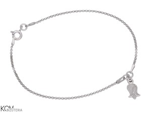 Bransoletka łańcuszek z zawieszką tulipan, srebro 925