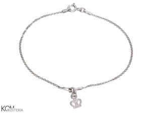 Bransoletka łańcuszek z zawieszką korona, srebro 925