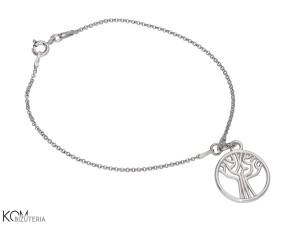 Bransoletka łańcuszek z zawieszką drzewo, srebro 925