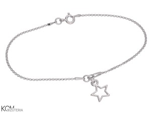 Bransoletka łańcuszek z zawieszką gwiazda, srebro 925